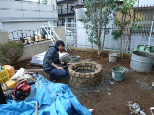 目地洗い、ピンコロ花壇
